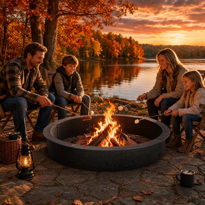 48/60 Inch Heavy Duty Fire Pit Ring For Outside, 1.4mm Carbon Steel Round Fire Pit Insert Liner For Backyard Patio Garden Camping DIY