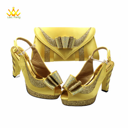 New Spring Autumn Super High Heels Shoes Matching Bag Set in Magenta Color For Nigerian Ladies Wedding Party
