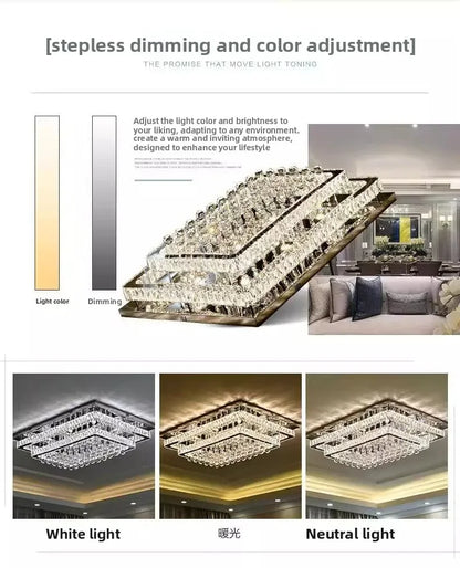 Modern Luxury Crystal LED Chandelier For Living Room Bedroom Dining Room Kitchen Ceiling Lamp Silver Chrome Remote Control Light