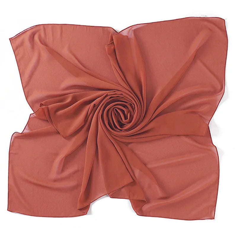 90*90CM Headwrap Heavy Chiffon Square Scarf Muslim Hijabs Women Underscarf Fashion Casual Plain Color Hijab