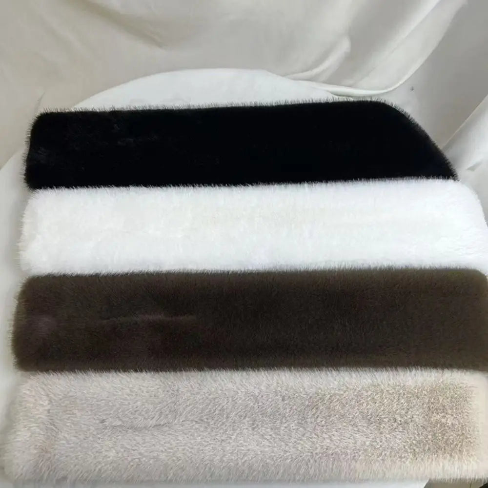 Winter Warm Faux Mink Fur Cross Scarf Solid Color Soft Neckerchief Wrap Thickened Neck Warmer Collar Scarf Autumn Winter