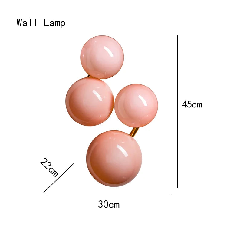 Dreamy Pink Glass Bubble Pendant Lights LED Home Decor Ceiling Lamp Indoor Hanging Lighting Fixture for Living Room