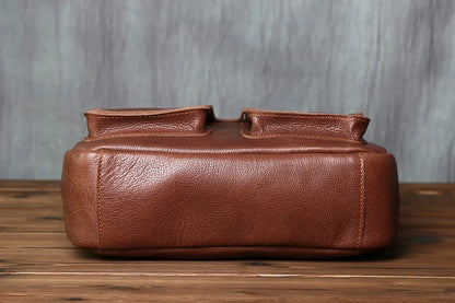 NZPJ New Retro Leather Men's Handbag Top Layer Cowhide Vertical Single Shoulder Messenger Bag Postman Briefcase Computer Bag