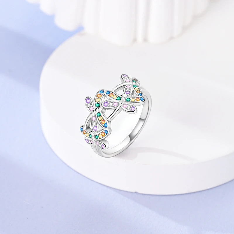 LAZA 925 Sterling Silver Colorful Rings Sparking Zirconium Bowknot Moon Sun Original Ring For Women Anniversary Wedding Gifts