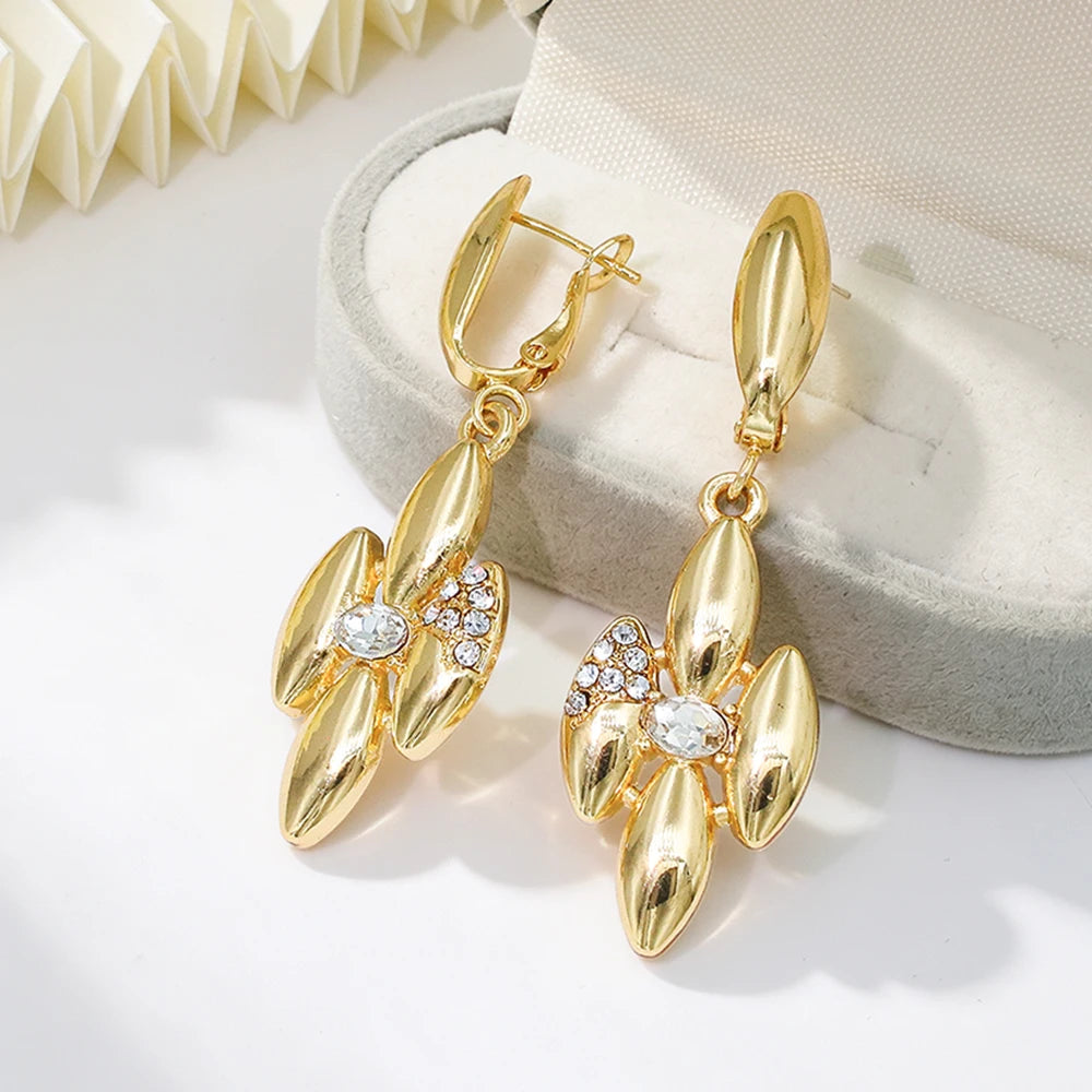 GZJPEI Elegant Crystal Zircon Jewelry Set For Women  Dubai Nigerian Bridal Wedding Party Jewellery Mother's Day Gift 2026 New