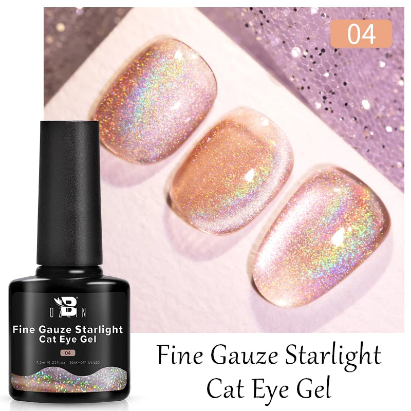 AWStorG 7.5ml Light Color Cat Eye Gel Nail Polish Pink Semi Permanent Glitter Magnetic Gel Soak Off UV LED Varnish Nail Art