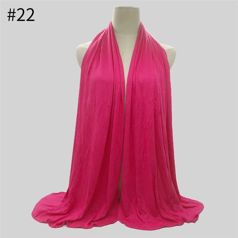 28Color Modal Cotton Jersey Hijab Scarf Ramadan Long Muslim Shawl Plain Solid Soft Turban Wraps For Women Headband