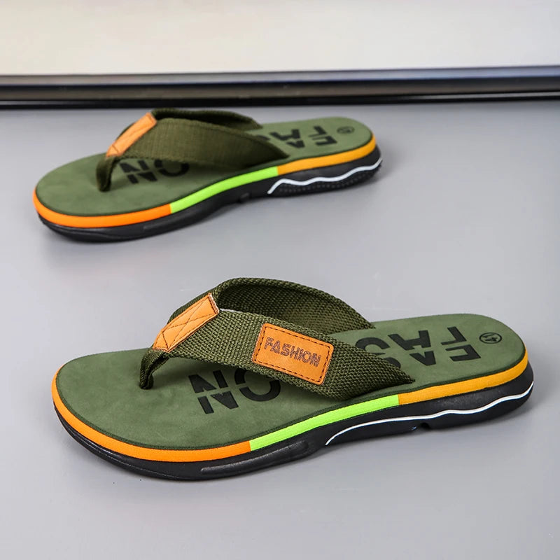 High Quality Green Men Summer Flip-Flop Non-slip Beach Slippers for Men Outdoor Flip Flops Man Fashion Slides Chinelo Masculino