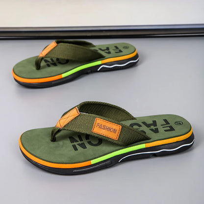 High Quality Green Men Summer Flip-Flop Non-slip Beach Slippers for Men Outdoor Flip Flops Man Fashion Slides Chinelo Masculino