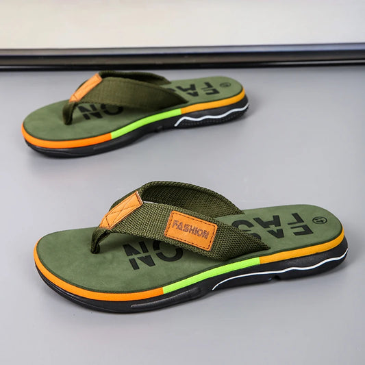 High Quality Green Men Summer Flip-Flop Non-slip Beach Slippers for Men Outdoor Flip Flops Man Fashion Slides Chinelo Masculino