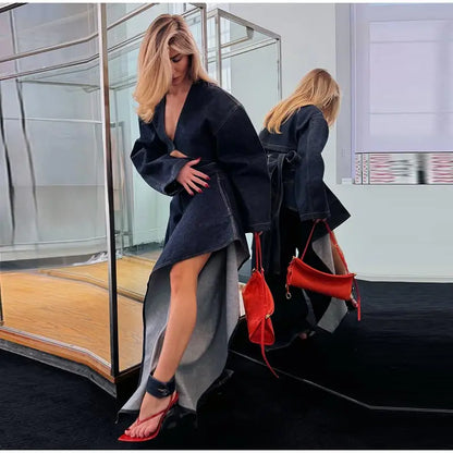Street Lapel Cropped Coat Shorts Set Women's Solid Single Button Full Sleeve Jackets Ruffles Short Pants 2026 New Lady Outfits