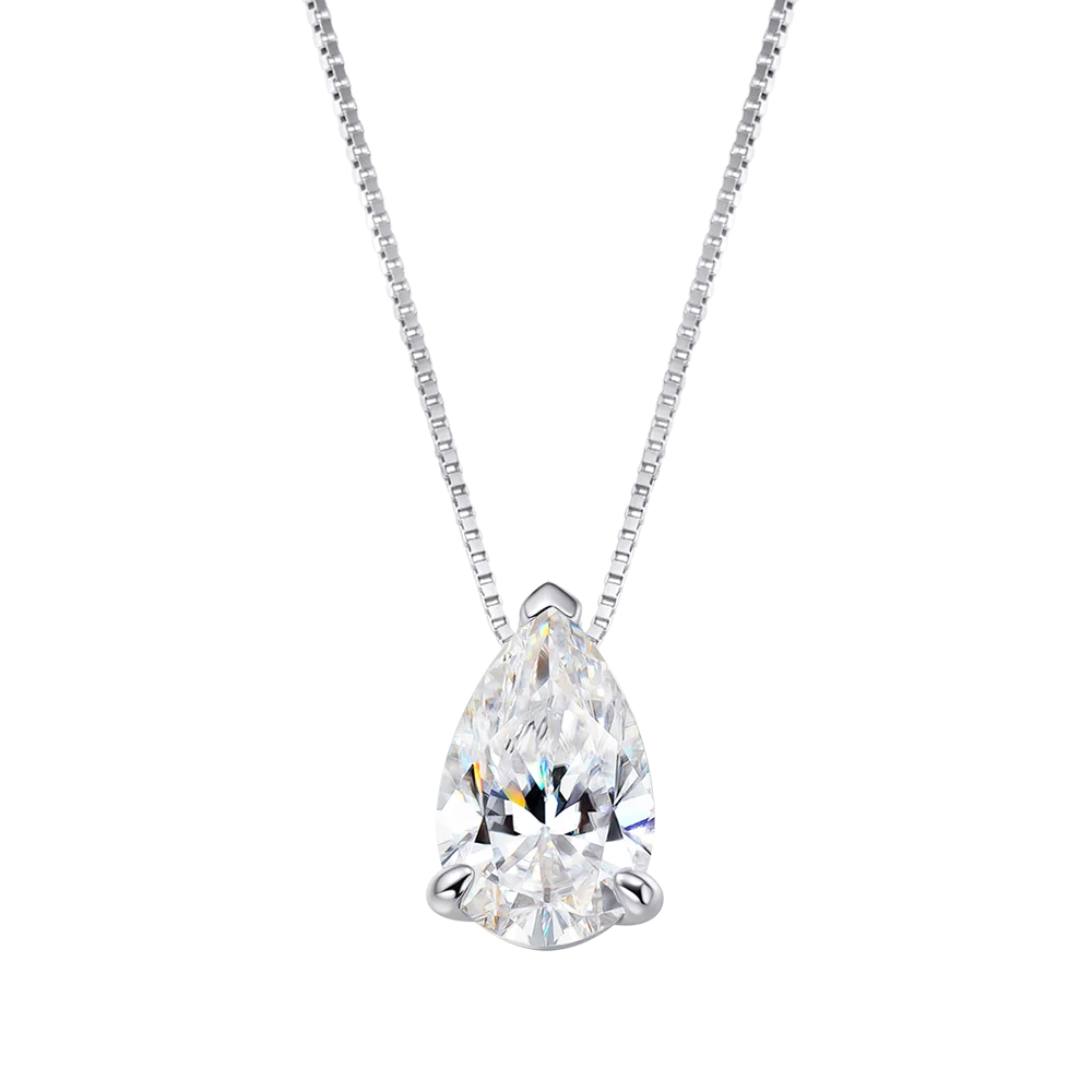 Serenity 3ct 5ct Pear Cut Moissanite Necklace for Women S925 Sterling Silver Chain Jewelry Sparkling Water Drop Pendant Necklace