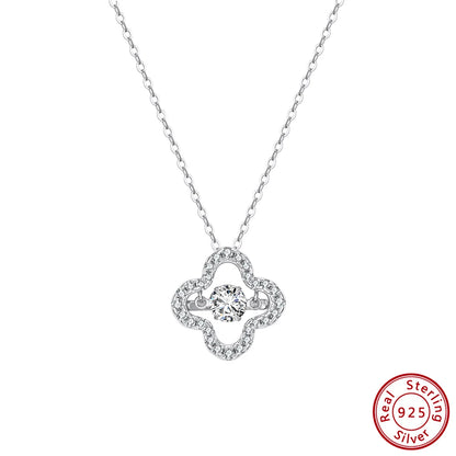 KISS MANDY 925 Pure Silver D Color Moissanite Four-Leaf Clover Necklace Flower Diamond Pendant Choker Chain Elegant Gift SMON20