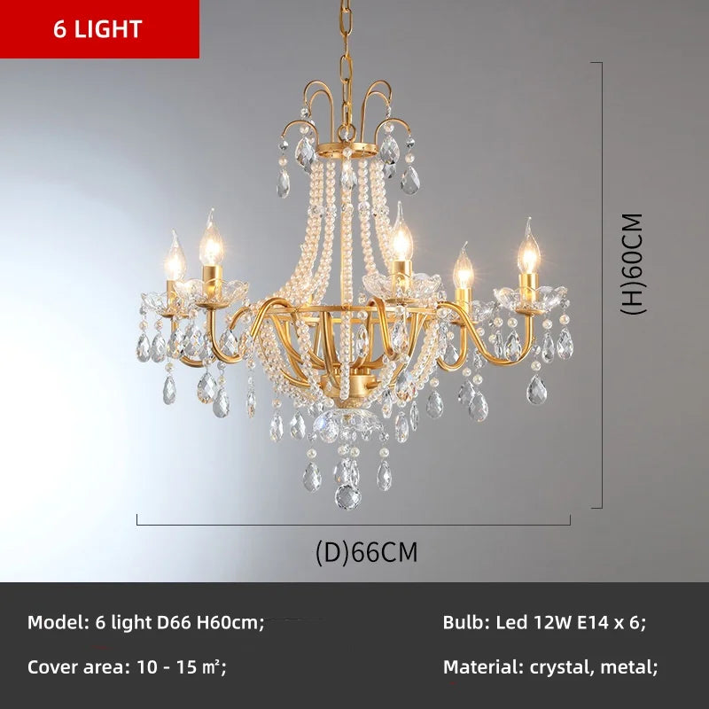 French Candle E14 Led Chandelier Villa Stairs Pearl Crystal Led Pendant Lights Hotel Art Decor Suspend Light Led Luminarias