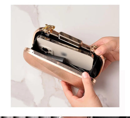 Golden Bag Ladies Oval Designer Luxury Handbags Irregular Dress Purse Fashion Buckle Party Women's Clutch Brand Cross Body Bag