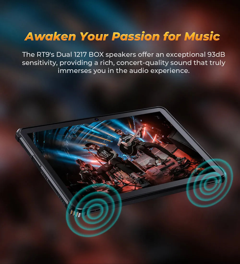 OUKITEL RT9 Rugged Tablet - 10.1" HD Display, 24(6+18)GB+256GB, IP68 IP69K Waterproof, 11000mAh Battery Android 14 Tablet PC