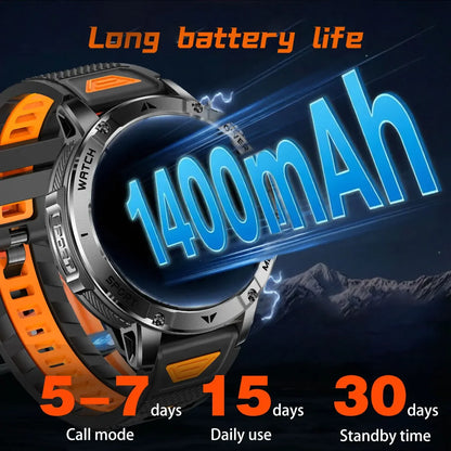TANK Ultra Outdoor Smartwatch 1400mAh Battery Military Watches Waterproof Two-color Tactical LED Flashlight Men Sports Bracelet