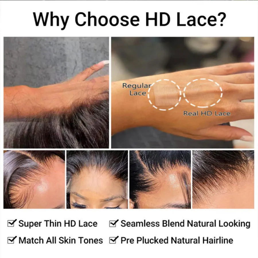 Ultra Fitted HD Lace Wig Pre Plucked Natural Hairline Glueless HD Lace Closure Wig Bleached Knots Body Wave Invisible HD Lace Wi