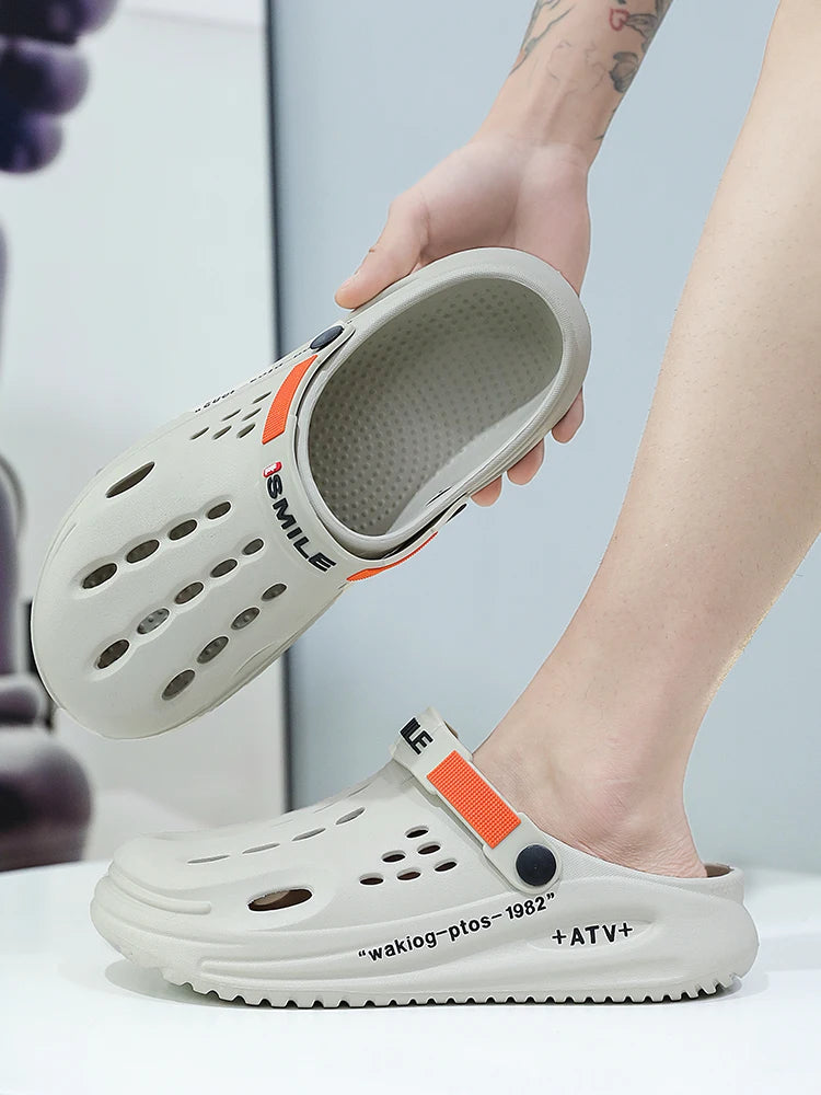 Men's Slippers EVA Hole Men's Sandals Non-Slip Slippers Thick Soft Platform Casual Slides Fashion Mules Shoes Outdoor Big Size