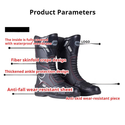 AMU Motorcycle Riding Boots Winter High Top Motorcycle Boots Waterproof, Anti Slip, Anti-Fall Racing Professional Road Boots