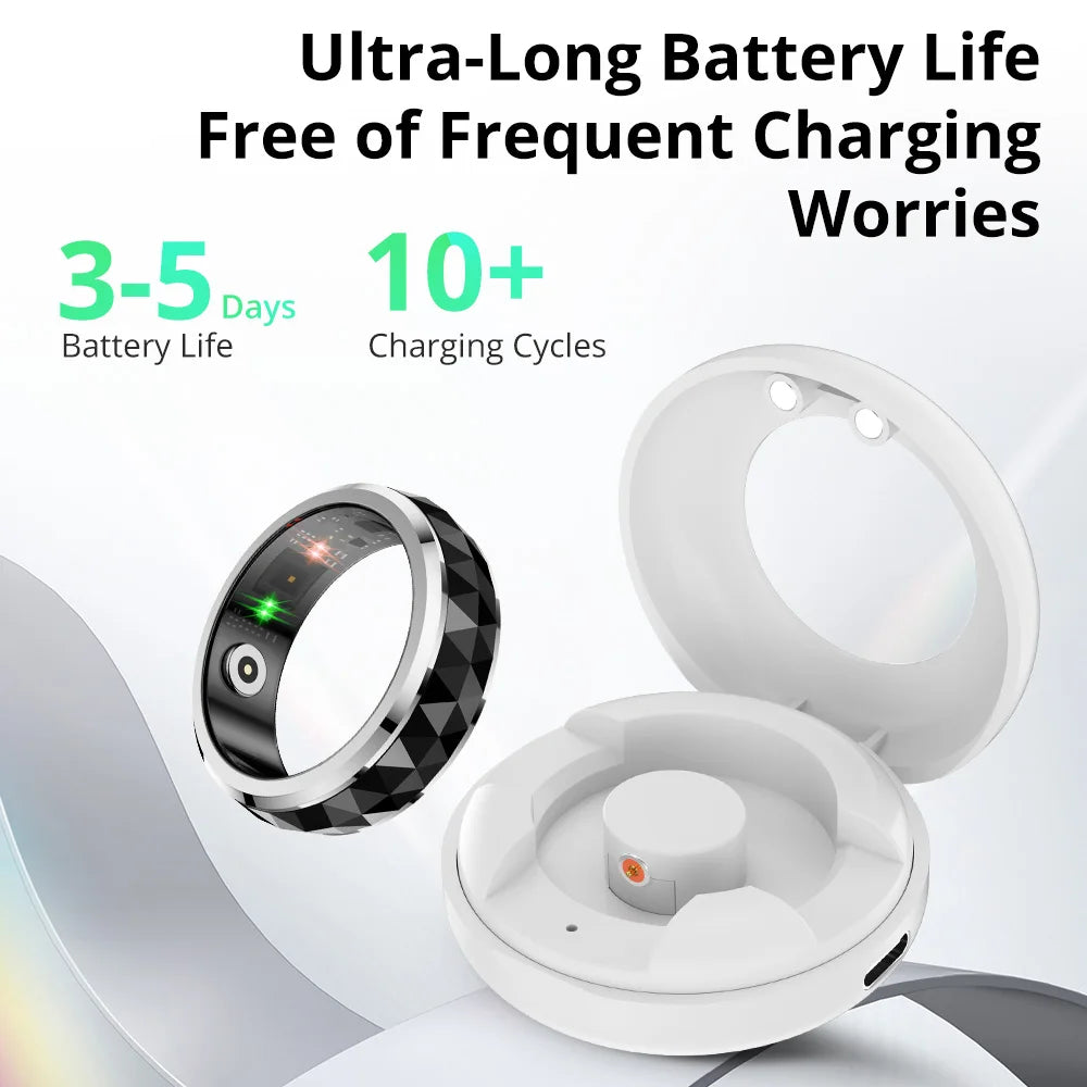 COLMI R11 Ceramic Smart Ring for Men, Fidget Spinner Anxiety Relieve Ring with Charging Case, Health Monitor, 5ATM Waterproof
