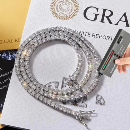 D VVS1 Moissanite 925 Sterling Silver Tennis Necklace with GRA Pass Diamond Test for Women Man Sparkling Jewelry Party Gifts