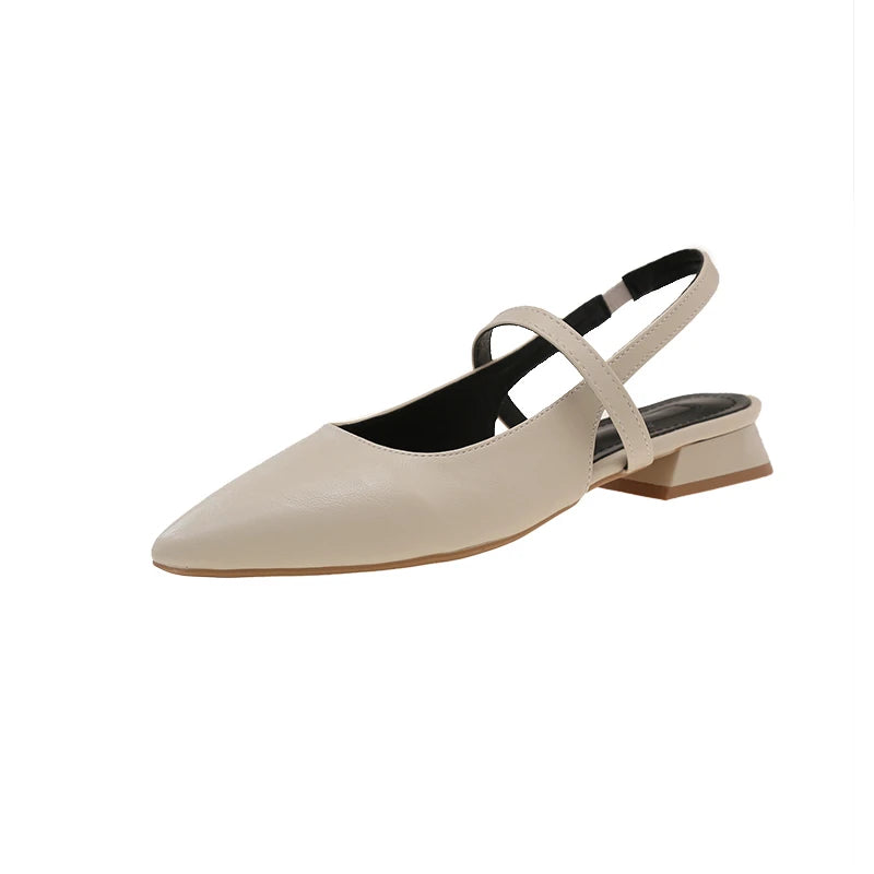 Luxury Summer Pointed Toe Women Sandals Fashion Singbacks Mules Shoes Ladies Elegant Low Heel Stripper Party Sandalias