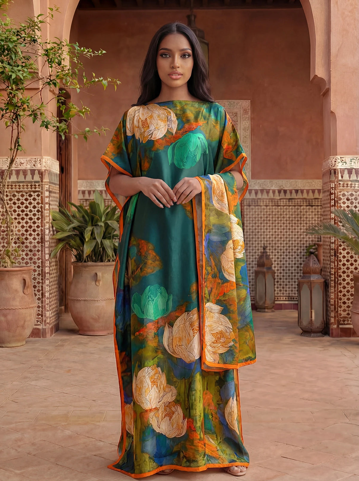 Ladies Scarf New Dubai Fashion Print Design Women Long Shawl 2026 Summer Beach Party Loose Dress Silk Soft African Abaya MOOMOO