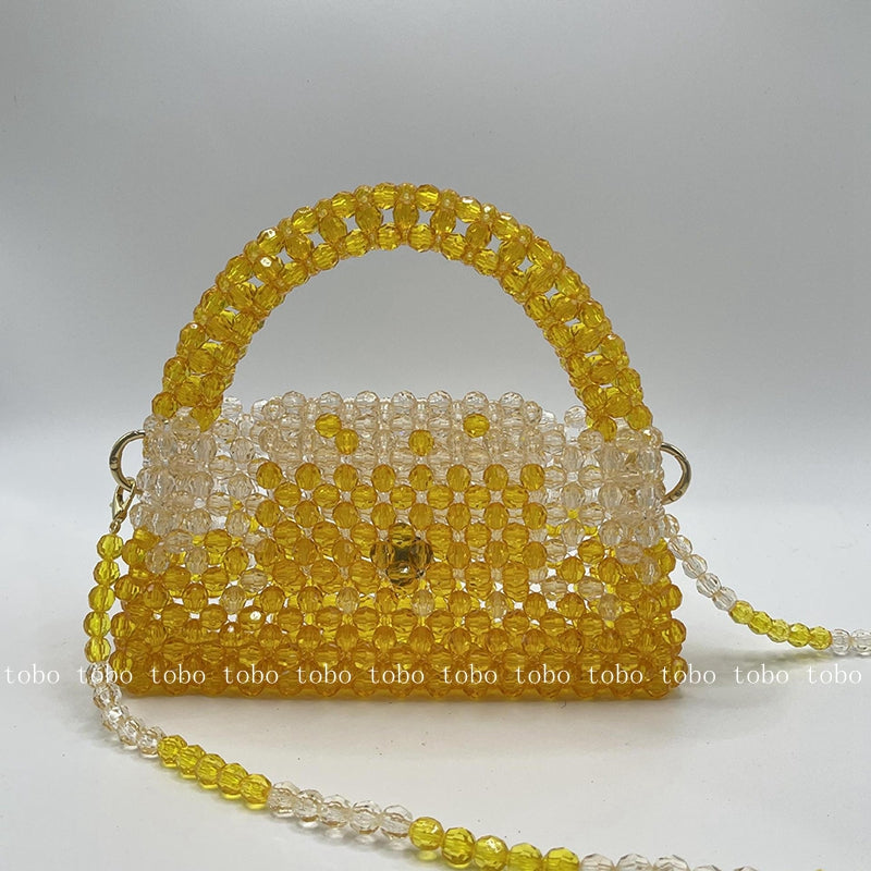 Gradient Blue Beaded Own Design Tote Bags for Women Customized Color Fashion Handbags for 2022 Chain Handle Clutch Evening Bag