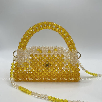 Gradient Blue Beaded Own Design Tote Bags for Women Customized Color Fashion Handbags for 2022 Chain Handle Clutch Evening Bag