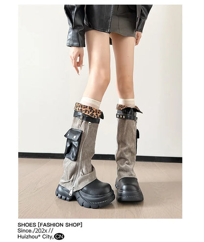Women Boots Suede Fashion Heeled Boots Women’s Winter Boots Leopard Designer Shoes 2026 Gothic Gladiator Snow Botas