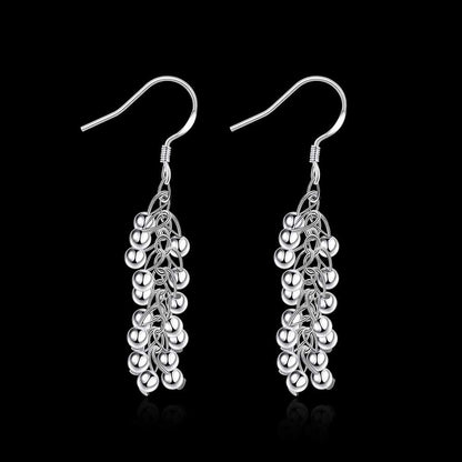 Hot Silver color Creative grape beads drop earrings for Woman Fashion party fine Gifts elegant noble Jewelry