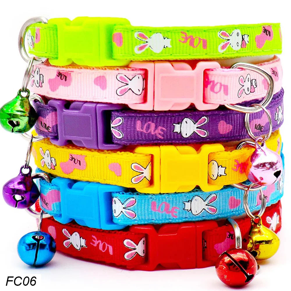 100Pcs Dog Collar With Bells Adjustable Customize Necklace Puppy Kitten Collar Accessories Pet Shop Products Rabbit Neck Strap