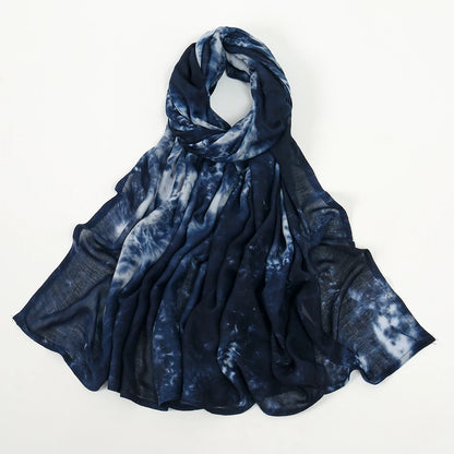 190*90cm Big Size Modal Cotton Hijab Women Tie-dye Scarf Double Stitching Shawl Muslim Gradient Plain Cotton Rayon Headscarf
