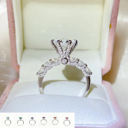 luxury 18K white gold and platinum PT950 marquise colored diamond moissanite ring women's colored special-shaped ring
