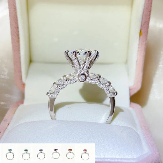 luxury 18K white gold and platinum PT950 marquise colored diamond moissanite ring women's colored special-shaped ring