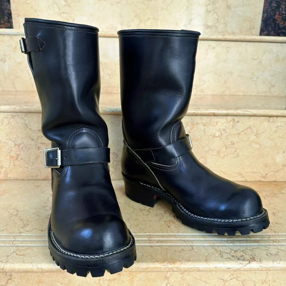 Handmade Work Boots Men and Women Engineer Mid-Calf Retro Motorcycle Boot Faded Mid-Calf Boot Khaki Black Suede Knight Boots