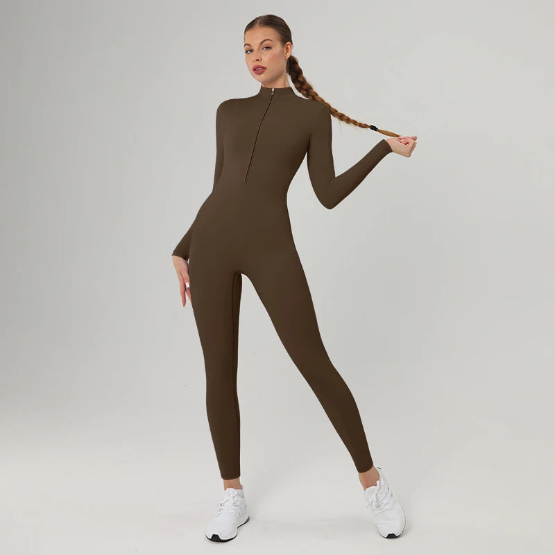 Autumn Sports Jumpsuits Women's Tracksuit Short One-Piece Fitness Suits Gym Clothing Female Sexy Long Sleeve Workout Overalls