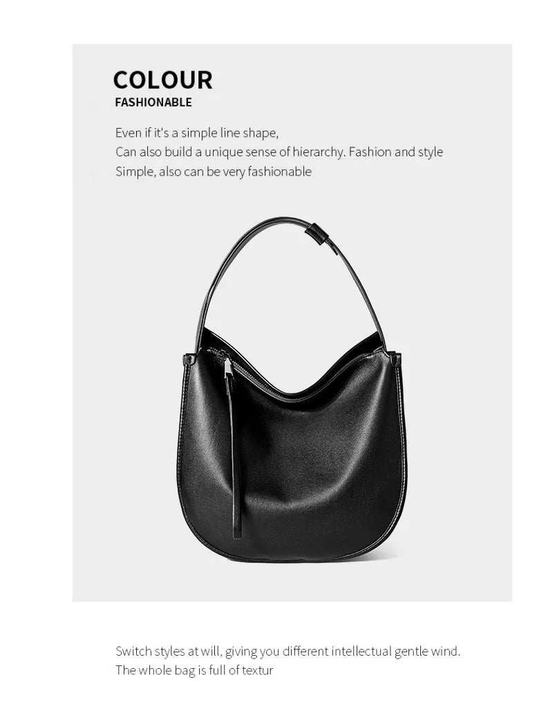 Women's Genuine Grade Cow Leather Bag Luxury Designer Ladies Shoulder Crossbody Purse Bag Female Cowhide Large Capacity Tote Bag