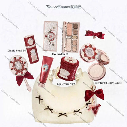 Flower Knows Strawberry Cupid Cosmetics Full Palette Lip Cream Powder Hand Cream 9-piece Set