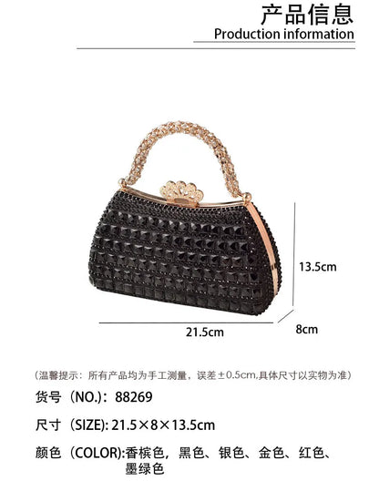 Silver Woman Bag Shine Bling Crown Hasp Diamond Shoulder Bag Crossbody Luxury Designers Rivet Clutch Party Evening Sparkly Purse