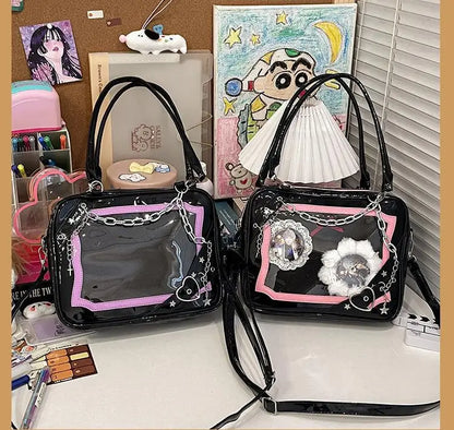 JIAERDI Sweet Cool Hot Girl Subculture Ita Bag Women Gothic Chain Crossbody Bag Ladies Large Capacity Black Shoulder Bags Y2K