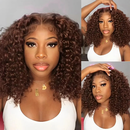 Water Wave 13x4 Lace Front Human Hair Wig Short Bob Wig For Women 4x4 5x5 HD Lace Closure Wigs Curly Human Hair Wig 200% Density