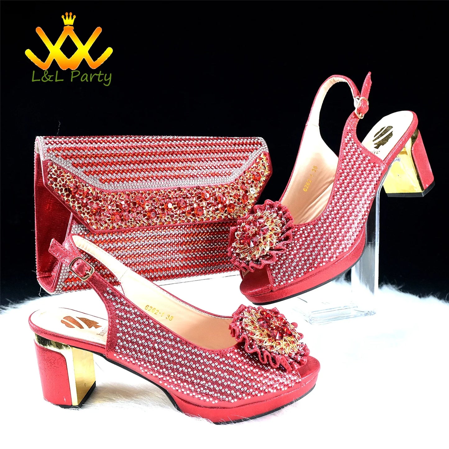 2024 Special New Arrivals Italian Women Shoes and Bag to Match in Green Color with Platform Shinning Crystal Sandal for Wedding
