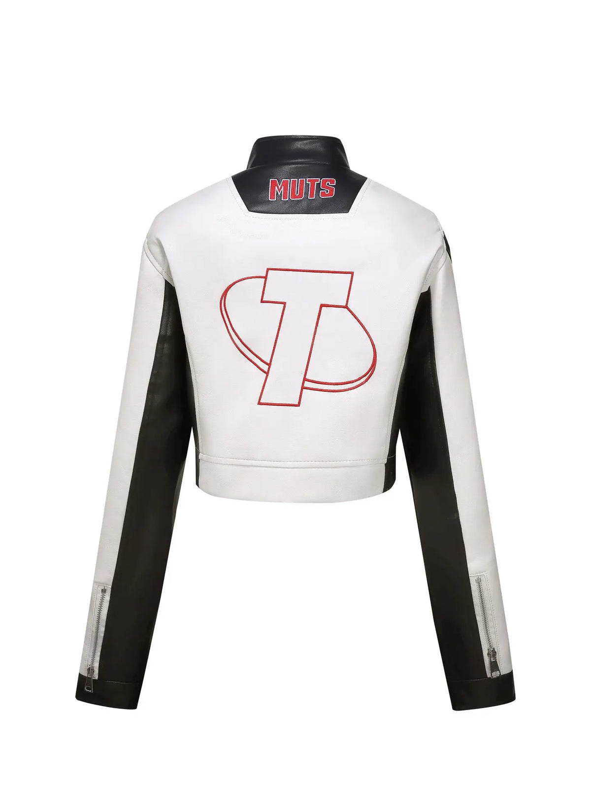 Women's Embroidered White PU Leather Jacket Motorcycle Wear Trendy Jazz Dance Autumn 2025 Collection New Arrival