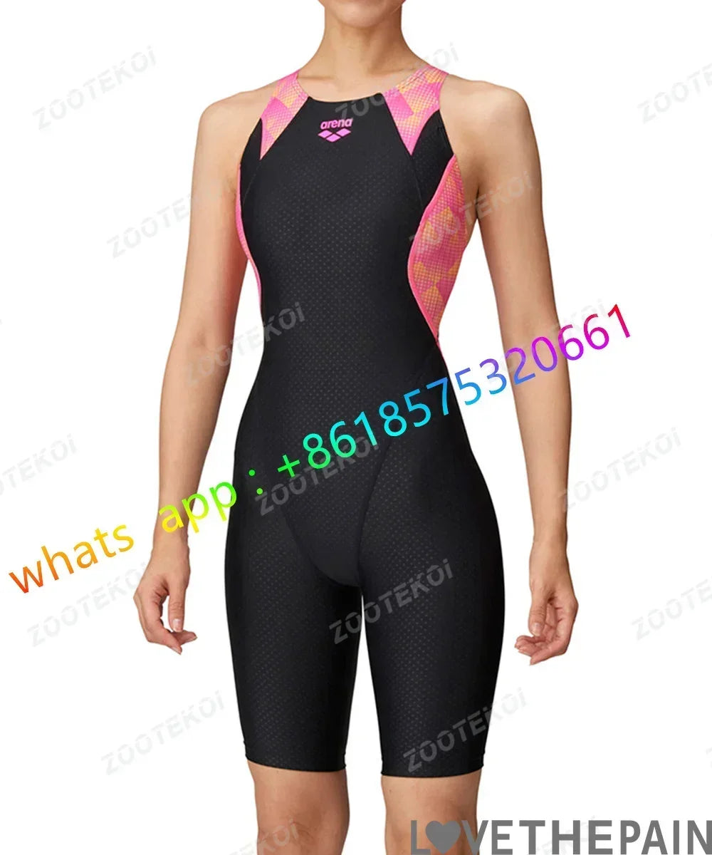 Womens One Piece Bodysuit Swimsuit Triathlon Competitive Pro Training Knee Length Swimwear Swimming Pool Comfort Bathing Suit