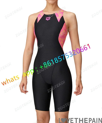Womens One Piece Bodysuit Swimsuit Triathlon Competitive Pro Training Knee Length Swimwear Swimming Pool Comfort Bathing Suit
