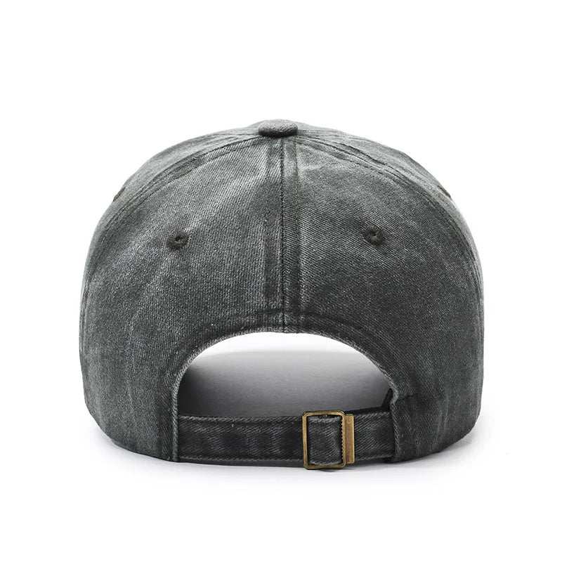 Outdoor sports hat retro men's washed faded old cowboy hat M letter cotton soft top embroidered sunshade baseball cap