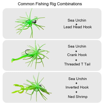 TREHOOK TPE Sea Urchin Soft Fishing Lure 9cm 4g 11cm 9g Silicone Bait for Bream Bass Pike Tilapia Winter Fishing