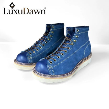 Retro Short-Face Winter Boots for Men And Women Durable Top-Grain Leather Ami Lined Warm And Stylish Fashion Thicken Wide Boot